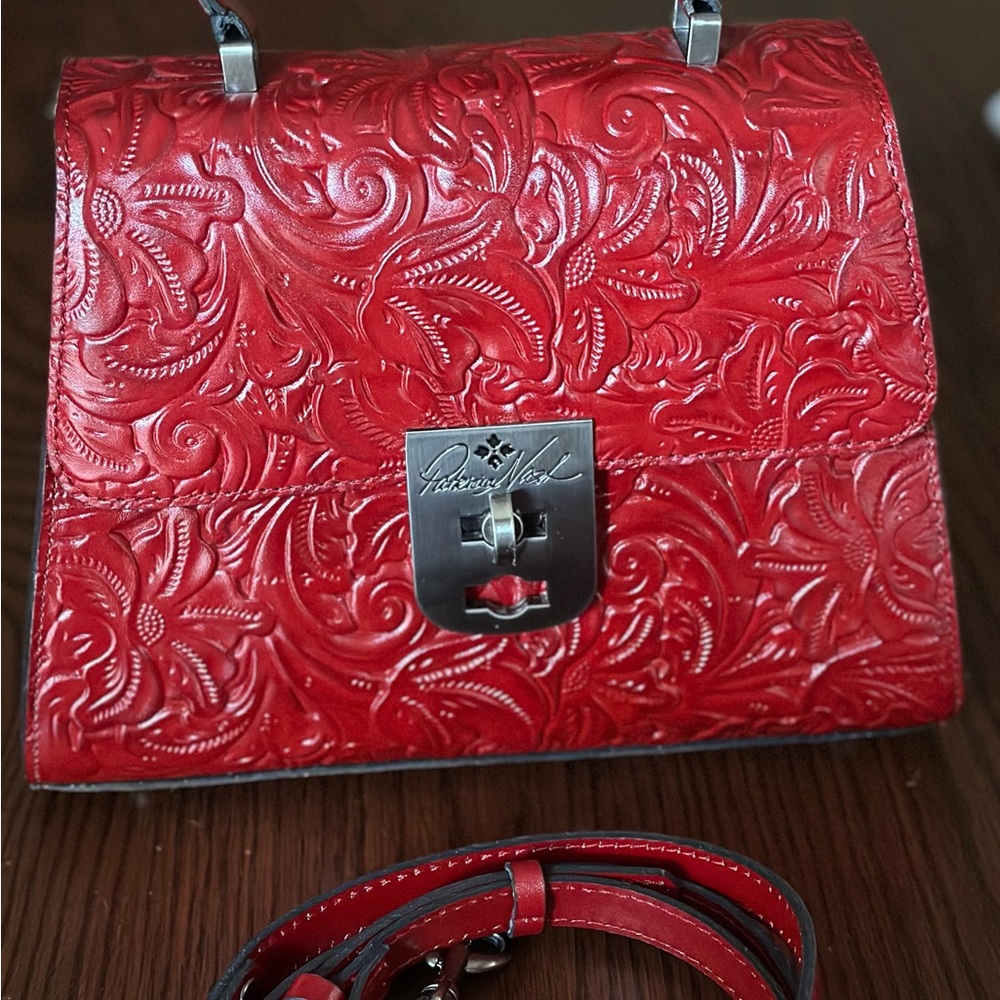 Patricia Nash Red Embossed Satchel